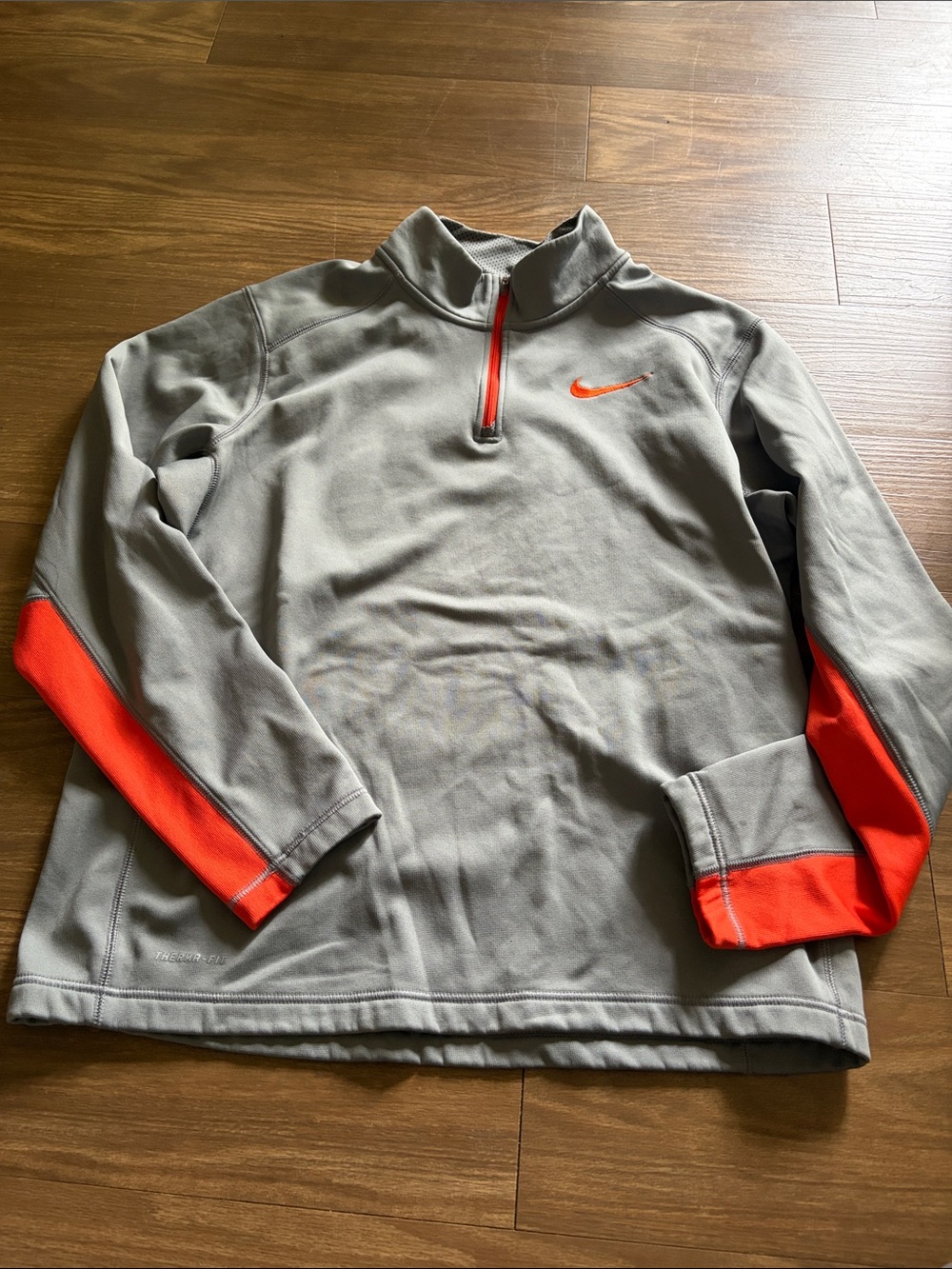 Nike Light Gray Half-Zip Pullover with Orange Accents